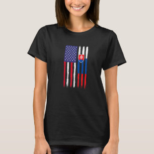 Camiseta Eslovaco Raízes Half American Flag Patriótico Eslo