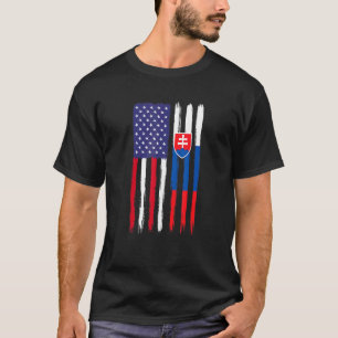 Camiseta Eslovaco Raízes Half American Flag Patriótico Eslo