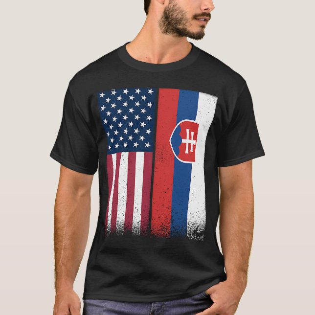 Camiseta Eslováquia Bandeiras eslovacas americanas orgulhos (Frente)