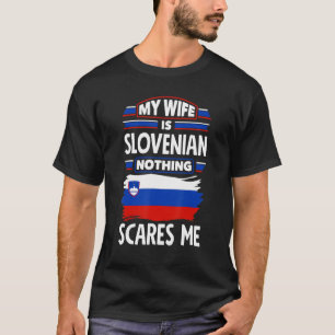 Camiseta Eslovênia Bandeira Minha Esposa É Espanhola Eslove