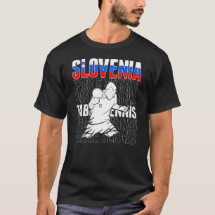 Camiseta Eslovênia Mesa de Tênis de suporte ao ping esloven