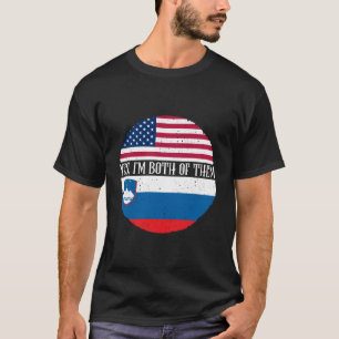 Camiseta Eslovênia Mostra Bandeiras Americanas E Eslovenas