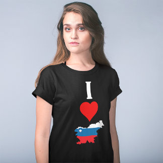 Camiseta Eslovênia - Vertical I Love Slovenije Flag Map Wom