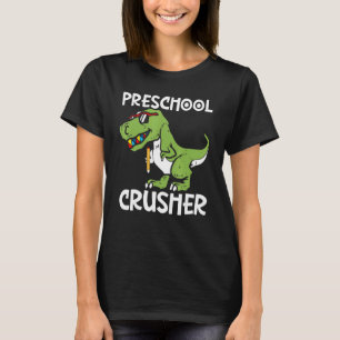 Camiseta Esmagador Pré-Escolar De Volta À Escola Rex Dinosa