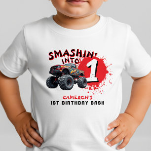 Camiseta Esmagamento de Caminhão Monstro 1º Aniversário