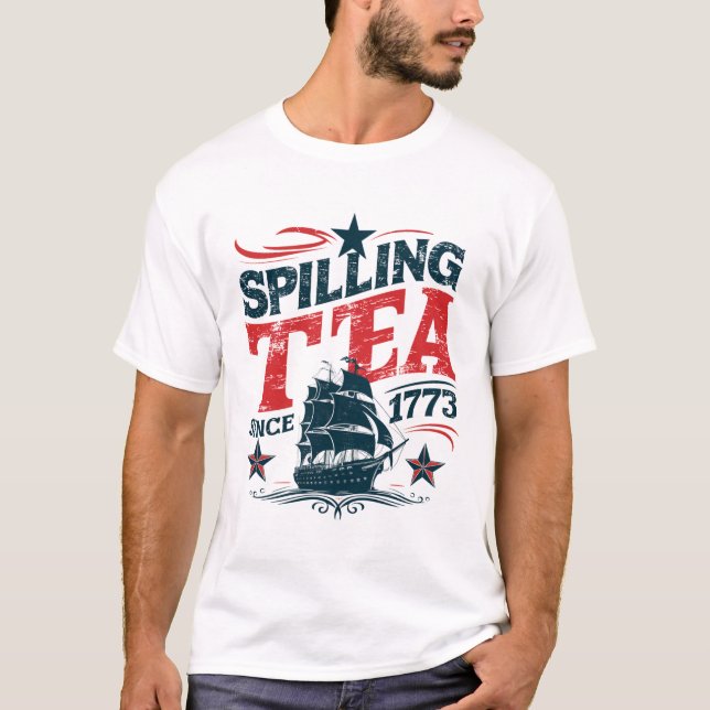 Camiseta Esmagamento Do Chá Desde 1773 Funy 4 De Julho (Frente)