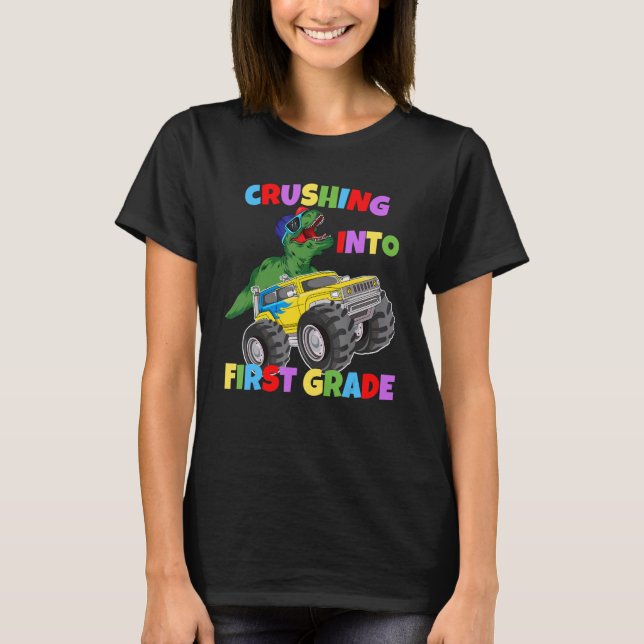 Camiseta Esmagamento em 1rua Monster Grade Dinossaur Rex (Frente)