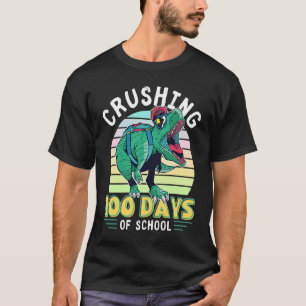 Camiseta Esmagando 100 dias de Meninos Dino Dinossauros da