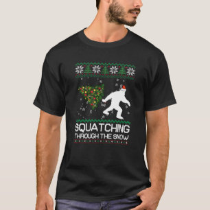 Camiseta Esmagando Através Do Sasquato De Natal Feio Da Ne