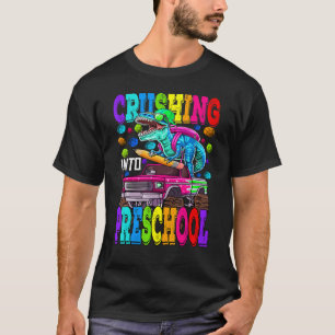 Camiseta Esmagando Na Pré-Escola Monstro Dinossauro Rex