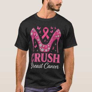 Camiseta Esmagar Câncer de Mama Brilho nk Fita de Cinta de 