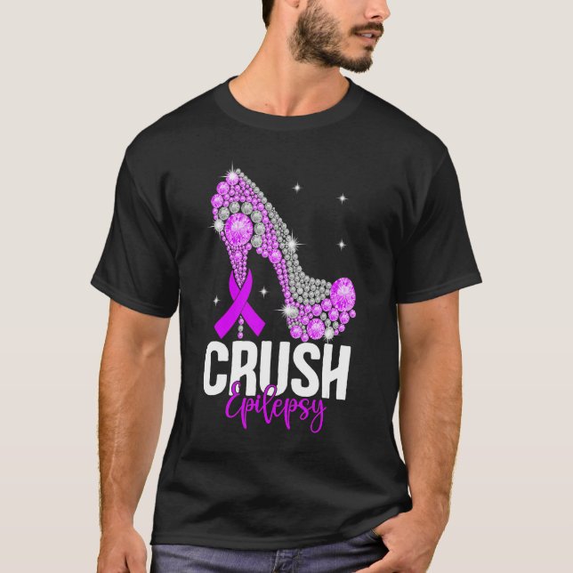 Camiseta Esmagar Epilepsia Sensibilização Diamante Alto Púr (Frente)