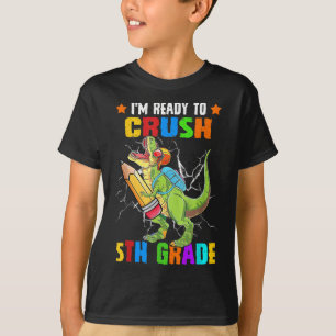 Camiseta Esmagar Mochila De Dinossauro Do 5º Ano Lápis De V