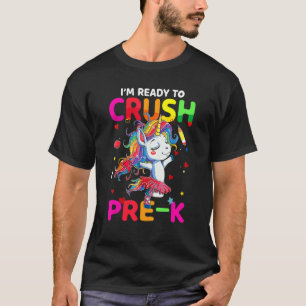 Camiseta Esmagar Pré K Corno De Unicórnio Bonito De Volta À
