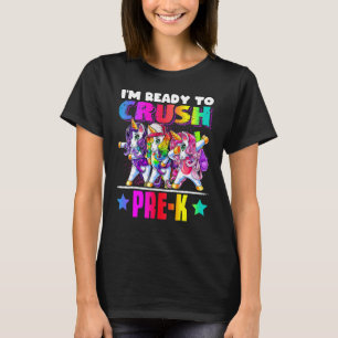Camiseta Esmagar Pré K Dabbing Unicorn De volta à escola