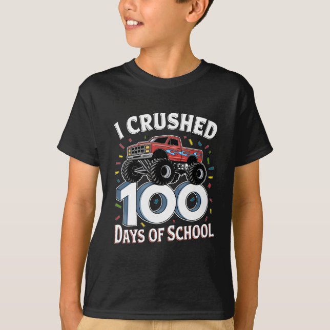 Camiseta Esmagei 100 Dias de Caminhão-Monstro da Escola (Frente)