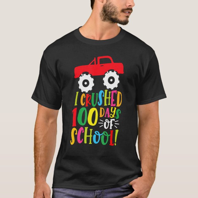 Camiseta Esmagei 100 Dias De Monstro De Meninos Escolares T (Frente)