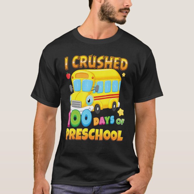 Camiseta Esmagei 100 Dias De Ônibus Da Pré-Escola 100º D (Frente)