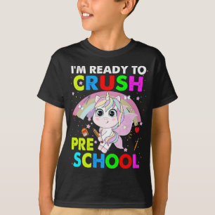Camiseta Esmague a pré-escola Unicorn de volta aos meninos