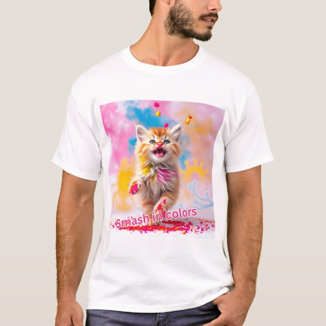 Camiseta Esmague as cores - Holi Kitten lúgubre! (Frente)