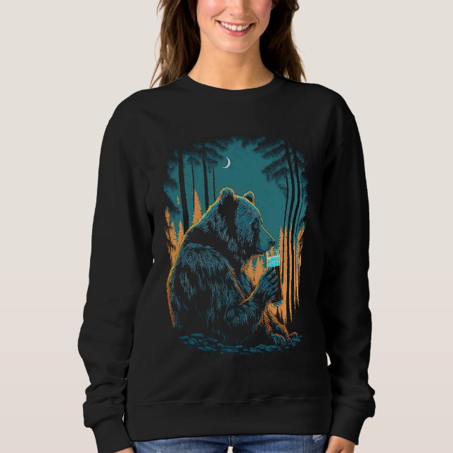 Camiseta Esoteric Bear drinking Beer Night Forest (Frente)