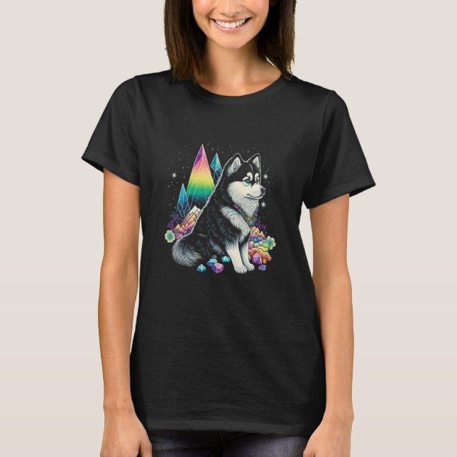 Camiseta Esoteric Husky Dog Crystals Cute Illustration  1 (Frente)