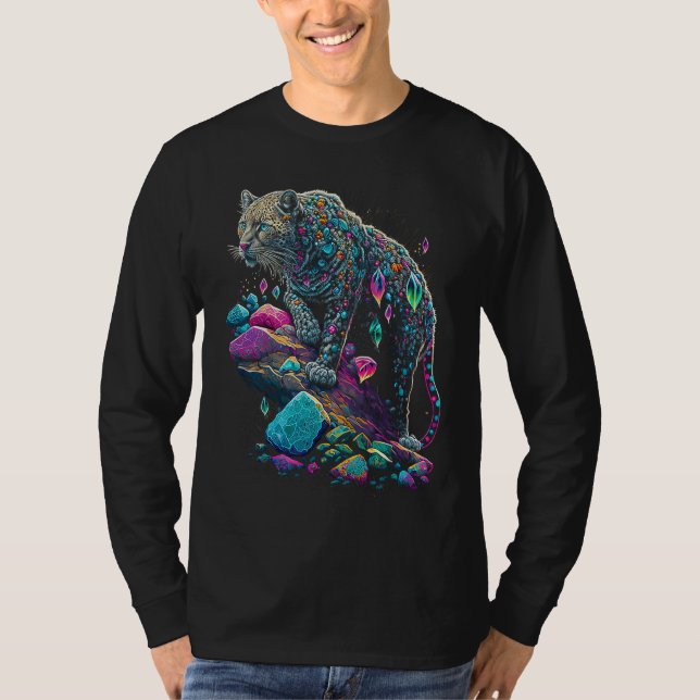 Camiseta Esoteric Leopard Crystals Cute Illustration  2 (Frente)