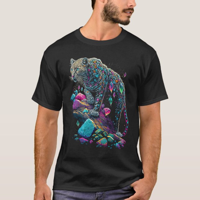 Camiseta Esoteric Leopard Crystals Cute Illustration  2 (Frente)