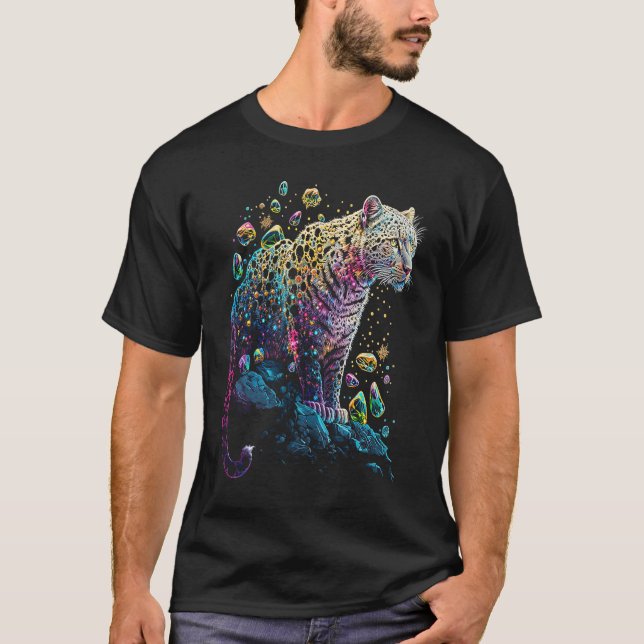 Camiseta Esoteric Leopard Crystals Cute Illustration  4 (Frente)