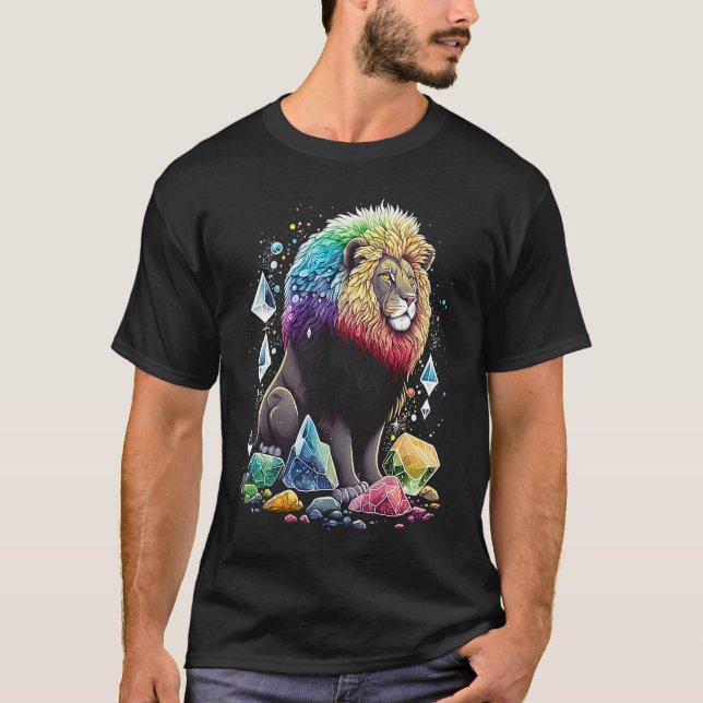 Camiseta Esoteric Lion Crystals Cute Illustration  2 (Frente)