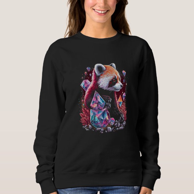 Camiseta Esoteric Red Panda Pet Art Crystals Cute Illustrat (Frente)