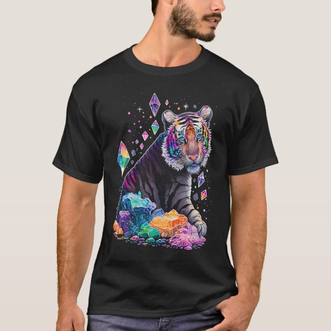 Camiseta Esoteric Tiger Crystals Cute Illustration  1 (Frente)