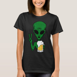 Camiseta Espaço-51 Cerveja Alienígena Sinal de Paz Hallow B