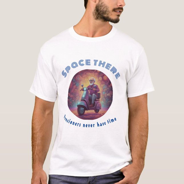 Camiseta Espaço ali, reformados nunca têm tempo (Frente)