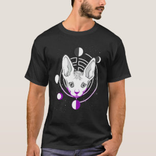 Camiseta Espaço Assexual Gato Sphynx Bandeira Assexual Lgbq