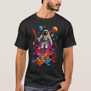 Camiseta Espaço Astronauta Mestre Builder Bloco Funny