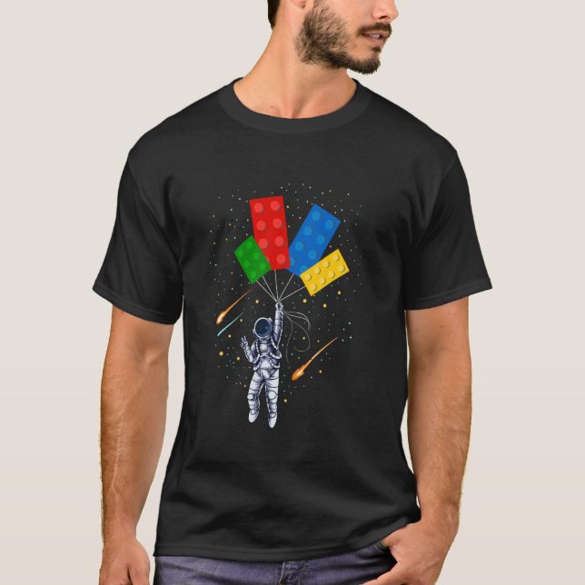 Camiseta Espaço Astronauta Mestre Builder Bloco Funny (Frente)