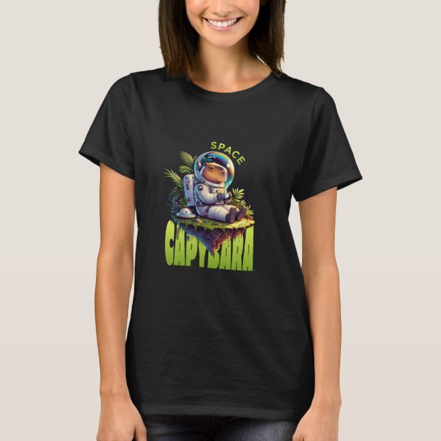 Camiseta Espaço Capybara Funny Sarcastic Cosmos Animal Capy (Frente)