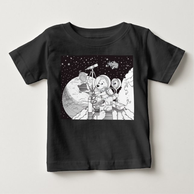 Camiseta Espaço corante com um filhote de astronauta (Frente)