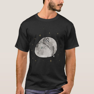Camiseta Espaço de Lua Cheia Estrelas Noite Céu Engraçado H