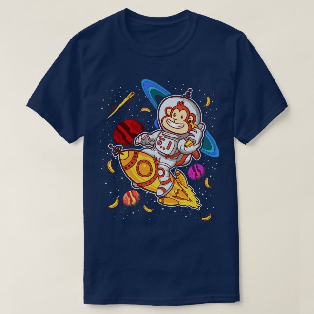 Camiseta Espaço de Passeio do Macaco Astronauta (Frente do Design)