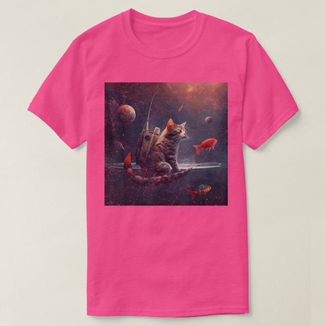 Camiseta Espaço de Pesca de Gato (Frente do Design)