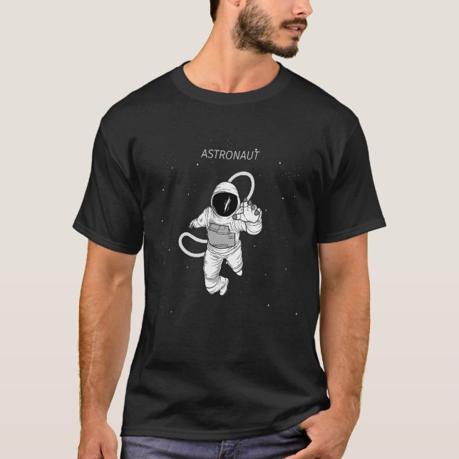 Camiseta Espaço do Astronauta Desenhado à Mão (Frente)