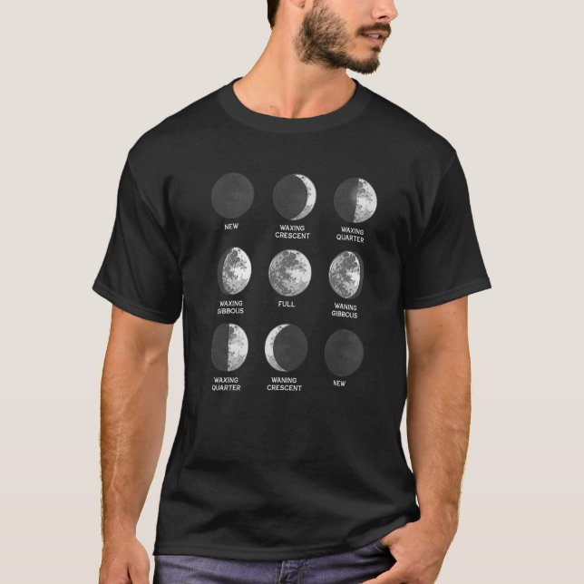 Camiseta Espaço do Ciclo da Fase da Lua (Frente)
