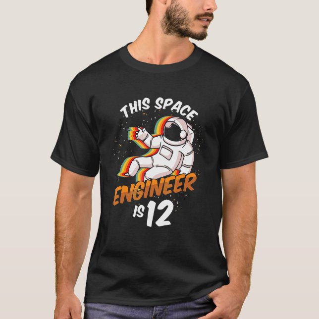 Camiseta Espaço do engenheiro 12 anos Nascer de astronauta  (Frente)
