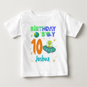 Camiseta Espaco do Tema do Partido Birthday Boy da alieníge