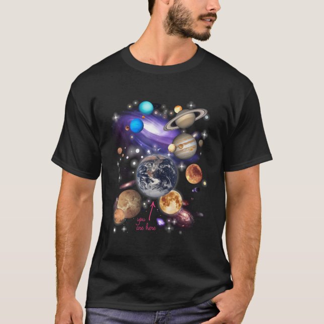 Camiseta Espaço dos Planetas do Sistema Solar (Frente)