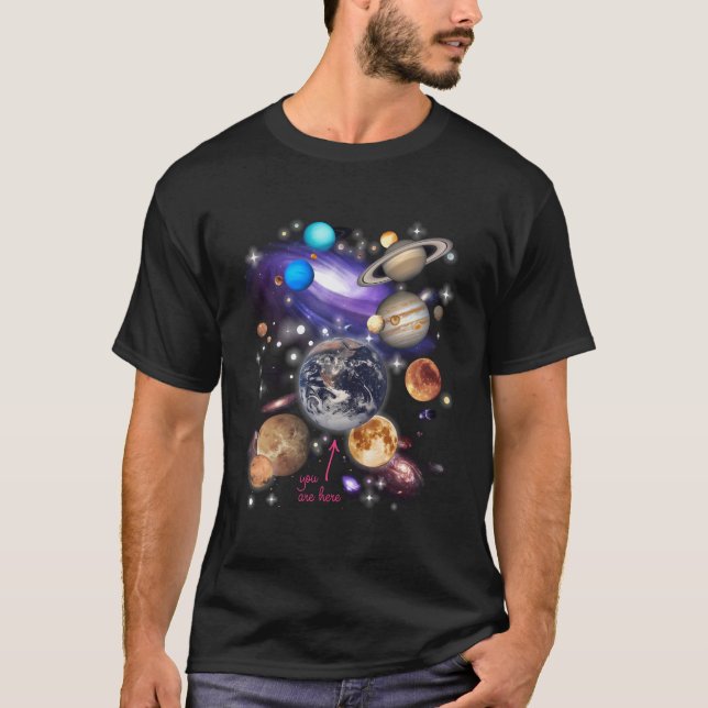 Camiseta Espaço dos Planetas do Sistema Solar (Frente)