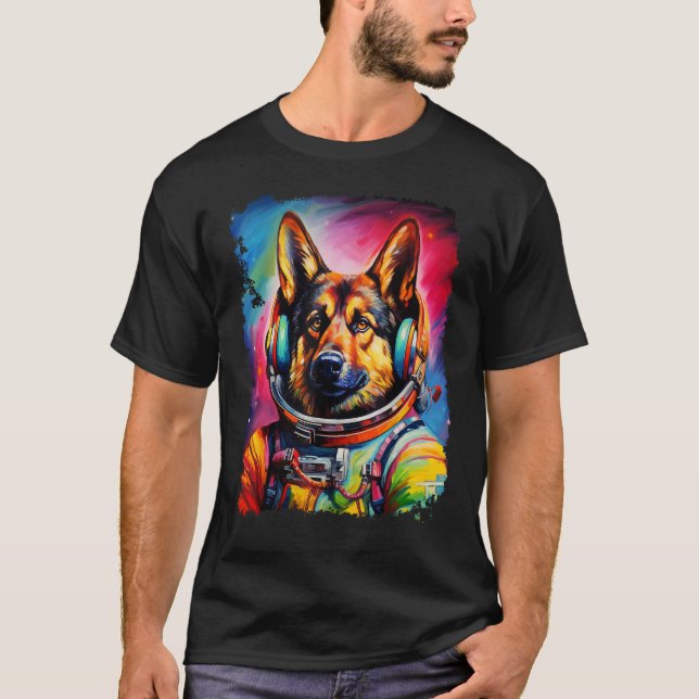 Camiseta Espaço engraçado do Pastor Alemão (Frente)