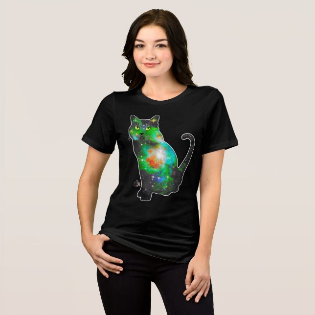 Camiseta Espaço Estelar de Gato (Frente Completa)